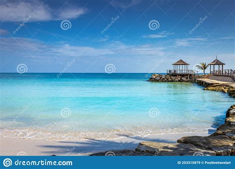 Tropical Paradise Caribbean Beach With Pier And Gazebo Montego Bay