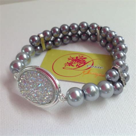 Photo Pulsera Doble Color Gris Beaded Bracelets Jewelry Beaded