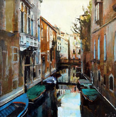 Mark Sofilas Quiet Canal Sunny Venice Painting No Naked Walls