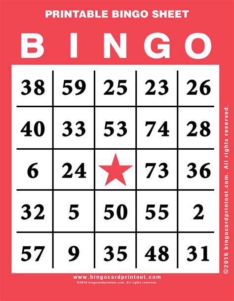 Printable Bingo Sheet Bingocardprintout