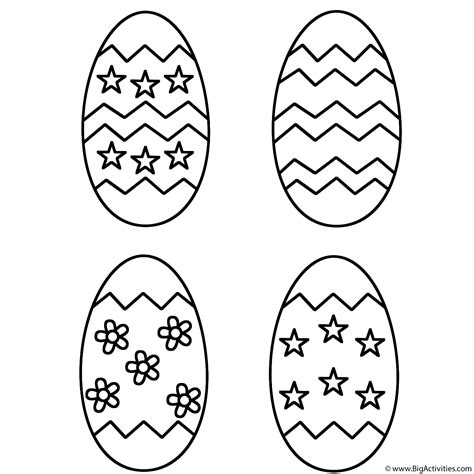 Four Easter Eggs Coloring Page Easter