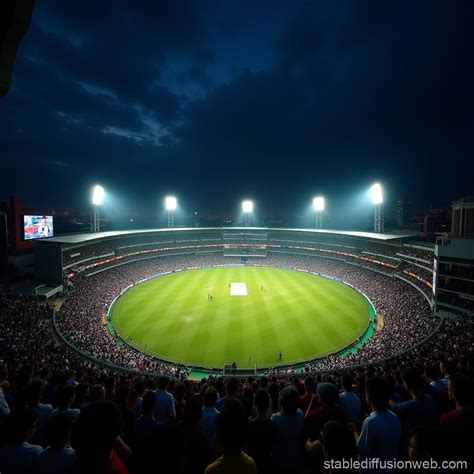 aerial view  cricket stadium  night stable diffusion