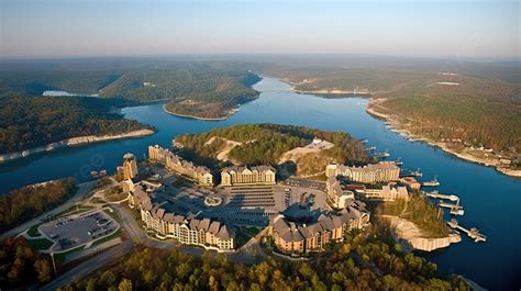 An Aerial View Of The Lakeside Resort Background Branson Missouri