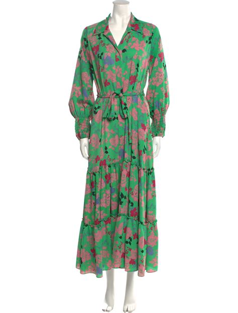 Misa Los Angeles Floral Print Long Dress Green Dresses Clothing