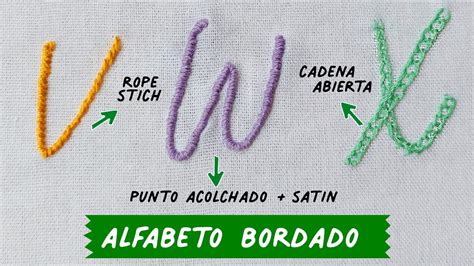 3 Puntadas Para Bordar LETRAS A Mano V W X Alfabeto Bordado A