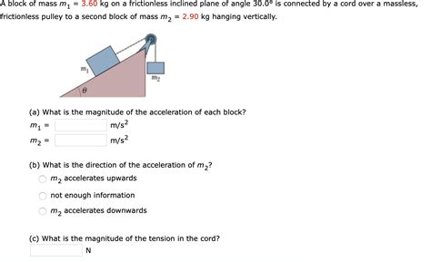 Solved A Block Of Mass M1 3 60 Kg On A Frictionless Chegg