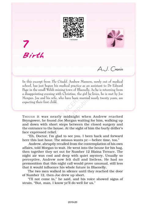 Birth Ncert Book Of Class 11 English Snapshot