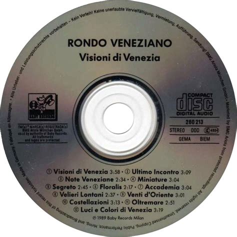 Car Tula Cd De Rondo Veneziano Visioni Di Venezia Portada