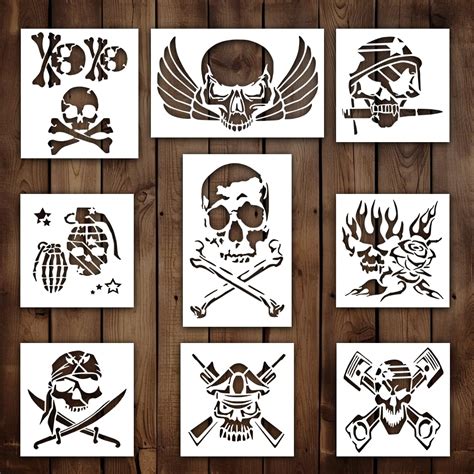 Amazon.com : Skull Stencil | Halloween Horror Gothic Goth Punisher ...