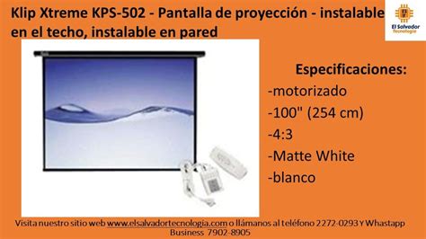 Klip Xtreme KPS 502 Pantalla de proyección instalable en el techo