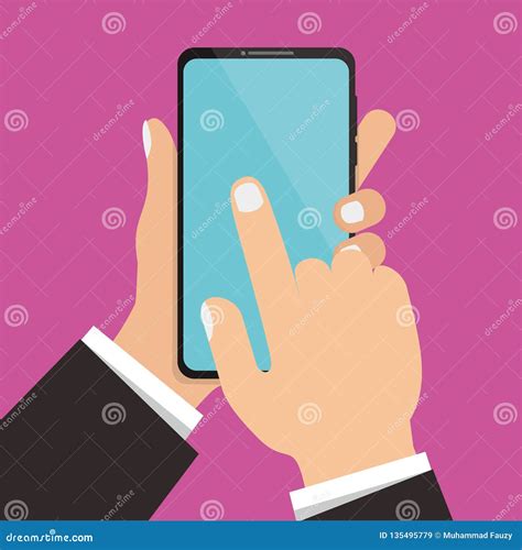 Holding Smartphone Vector Illustration With Flat Style Design Stock