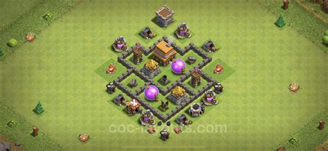 Best Base Th4 With Link Hybrid Anti Everything Town Hall Level 4