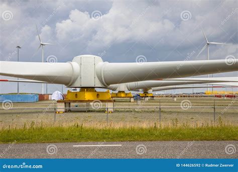 Giant Rotors of Wind Turbine on Construction Yard Stock Photo - Image ...