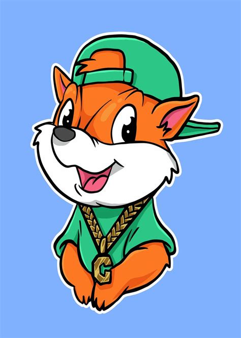 Cute Fox Rapper Poster Picture Metal Print Paint By