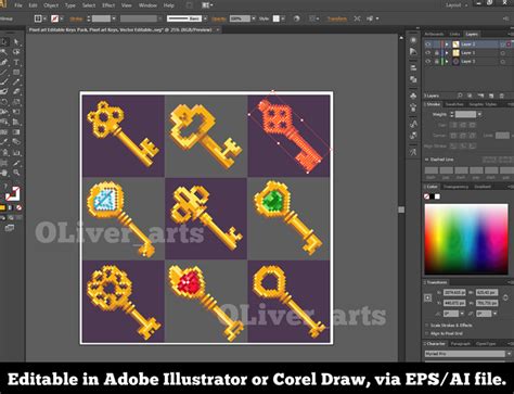 Pixelart Editable Keys Pack Pixelart Keys Vector Editable By Oliver Design Arts