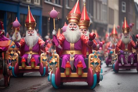 Premium AI Image | A festive sinterklaas parade with colorful sinterklaas