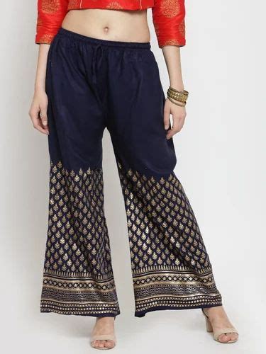 Womens Navy Blue Printed Rayon Palazzo At Rs 81500 Rayon Palazzo