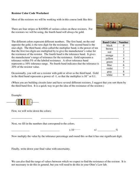 Free Printable Resistor Color Code Charts [PDF, Excel]