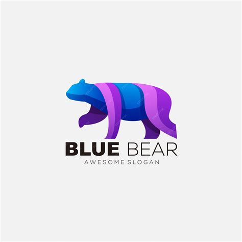 Diseño De Logotipo De Oso Azul Color Degradado Vectorial Vector Premium