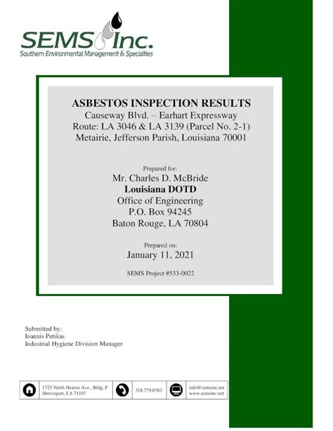 Pdf Asbestos Inspection Results20210218 · Asbestos Inspection