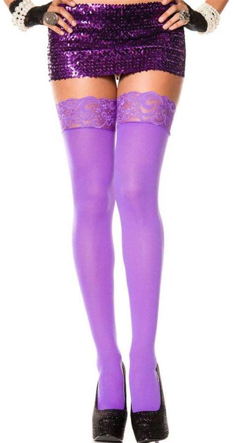 Opaque Lace Top Thigh High Stockings 5 Colors O S Plus Ebay