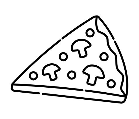 Piece of pizza black and white vector line illustration 21028590 Vector ...