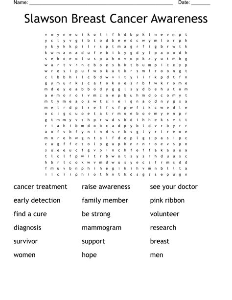 Breast Cancer Awareness Crossword WordMint