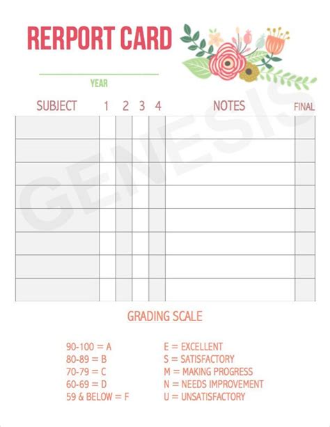 Printable Report Card Template