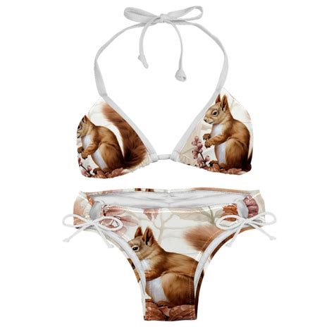 Squirrel Swim Suit Bikini Set With Detachable Sponge Adjustable Strap