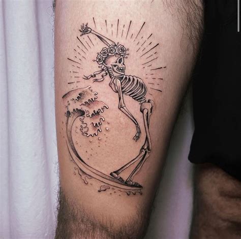 Skeleton Surfing Tattoo Carranouran