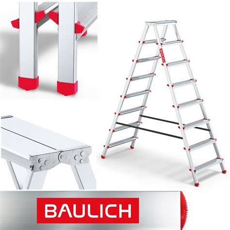 Drabina Domowa Aluminiowa Dwustronna 2x8 Stopni BAULICH Produkt POLSKI