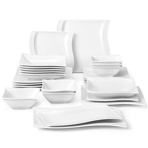 MALACASA Ivory White Dinnerware Set, 26 Piece Porcelain Plates and ...