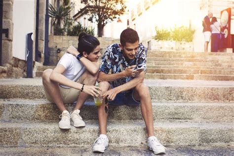 Youth on the Street with Mobile Stock Image - Image of group, fashion ...