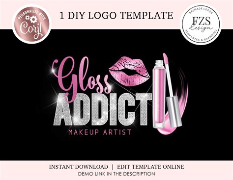 Lip Gloss Logo Beauty Logo Design Lipgloss Logo Makeup Artist Etsy