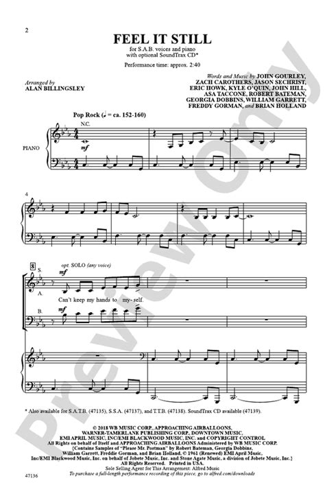 Feel It Still: SAB Choral Octavo: John Gourley - Digital Sheet Music ...