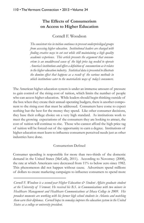 The Effects of Consumerism on Access to Higher Education | PDF