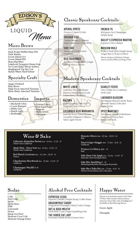 Menu – Edison Gastropub
