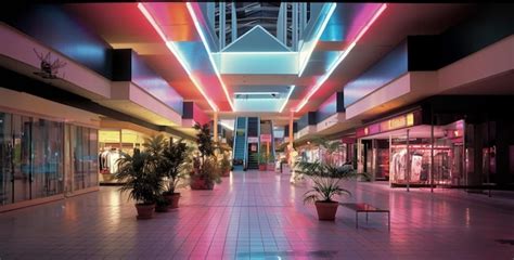 Premium Photo Photorealistic Interior Of 1980s Shopping Mall Hd Wallpaper