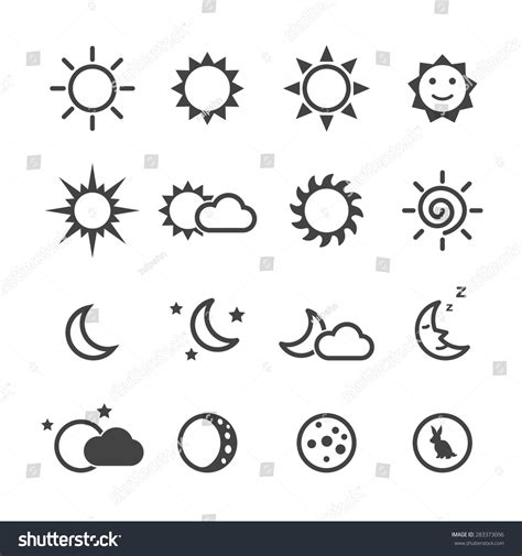 Sun And Moon Icons, Mono Vector Symbols - 283373096 : Shutterstock