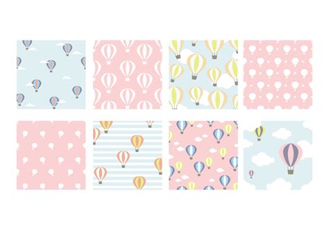 Pastel Hot Air Balloon Vector Patterns Vector Art At Vecteezy