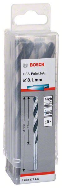 Bosch HSS Spiralna Burgija PointTeQ 8 1 Mm Paket Od 10 Komada 2608577249