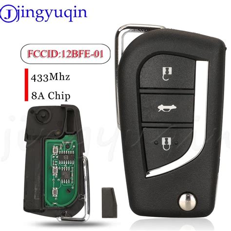 Jingyuqin 3 Buttons Folding Smart Remote Car Key Fob 12BFE 01 433MHz 8A