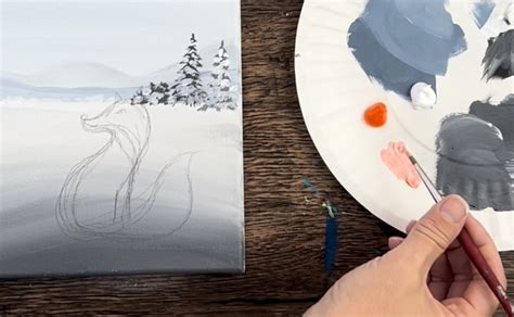 Fox Winter Scene - Acrylic Painting Tutorial - Tracie Kiernan - Step By ...