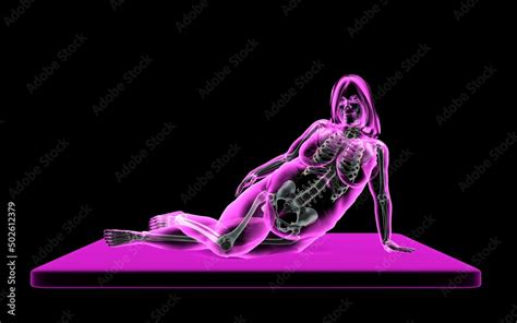 Rubenesque Nude Woman Reclining On Side X Ray Image Stock Illustration Adobe Stock