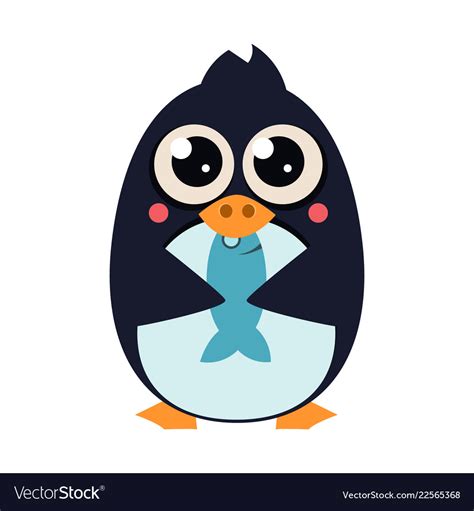 Penguin Eating Fish Clipart