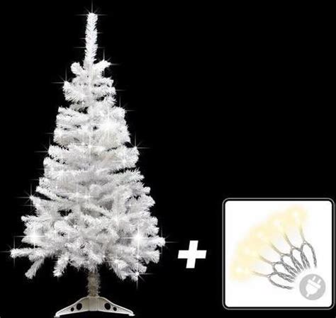 Kunst Kerstboom Wit Met Glittereffect 120 Cm LED Verlichting Bol