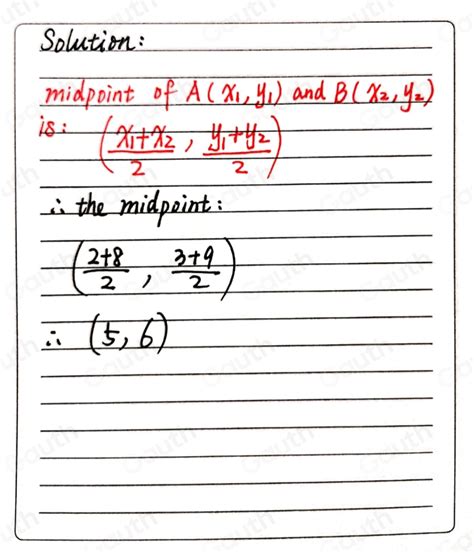 Solved Find The Midpoint Of A And B Where A Has Coordinates 23 And