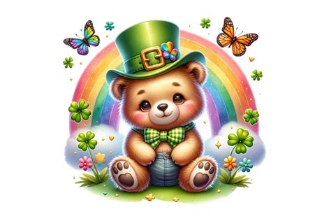 Cute Bear With Rainbow St Patricks Day Clipart Png