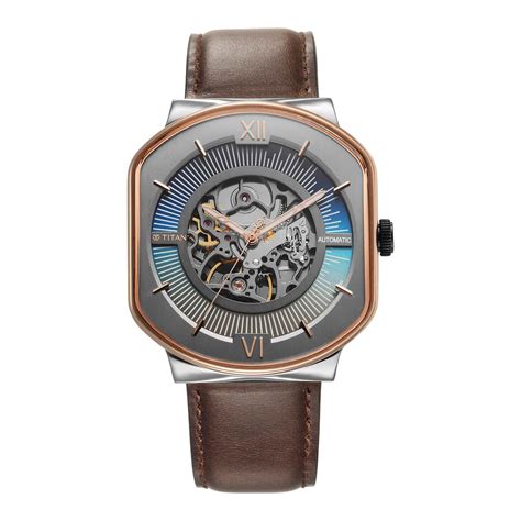 Titan Techno Beats Anthracite Dial Automatic Leather Strap watch for M ...