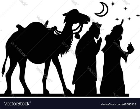 Holy night silhouette - nativity scene of baby Vector Image